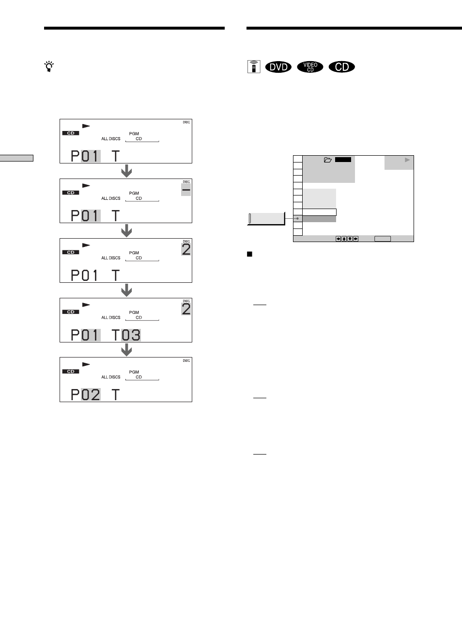 Playing in random order (shuffle play), Playing in random order (shuffle play) 44, Playing in random order (shuffle play) z | Sony DVP-CX850D User Manual | Page 44 / 84