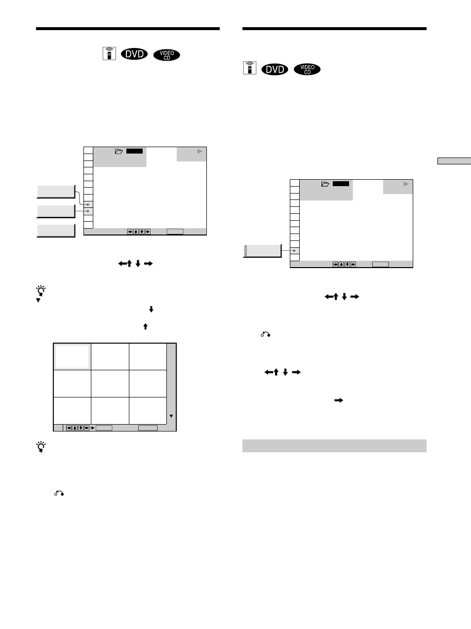 Scanning the title, chapter and track, Setting and selecting favorite scene (bookmark), Setting and selecting favorite scene (bookmark) z | Scanning the title, chapter and track z | Sony DVP-CX850D User Manual | Page 53 / 84