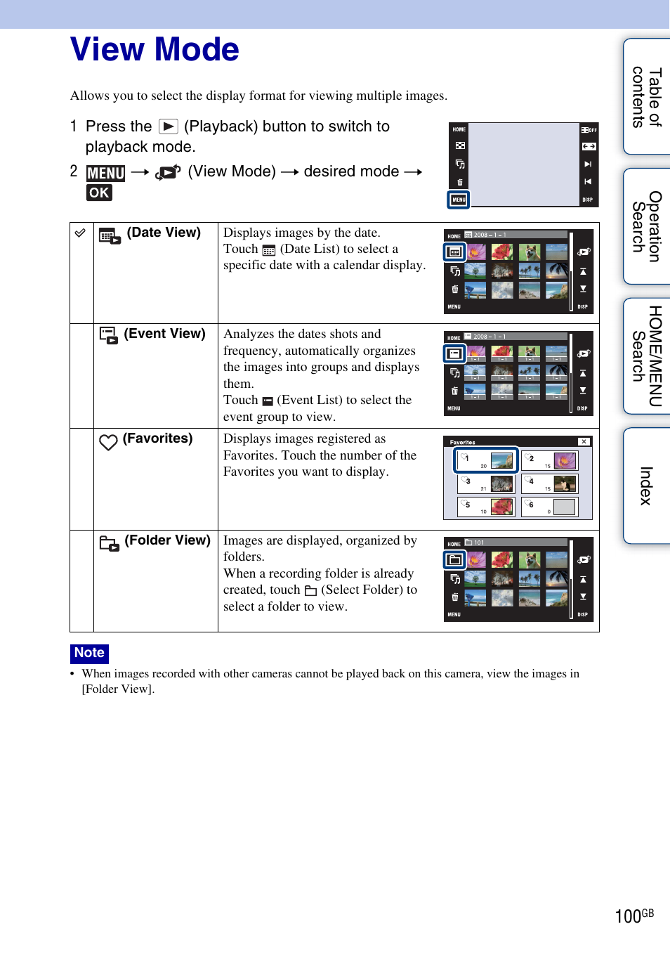 View mode), View mode | Sony DSC-G3 User Manual | Page 100 / 178