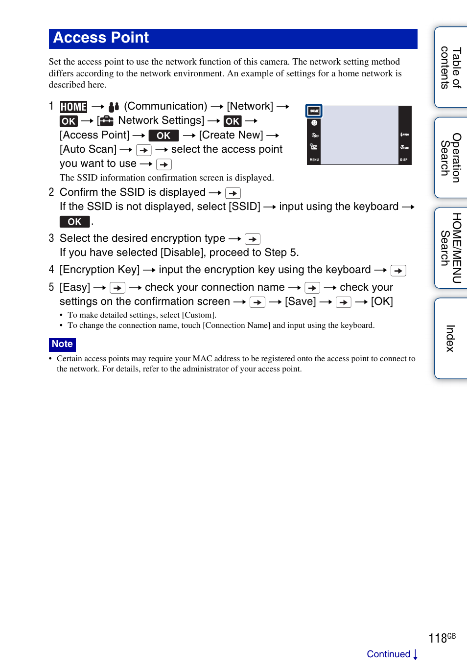 Access point | Sony DSC-G3 User Manual | Page 118 / 178