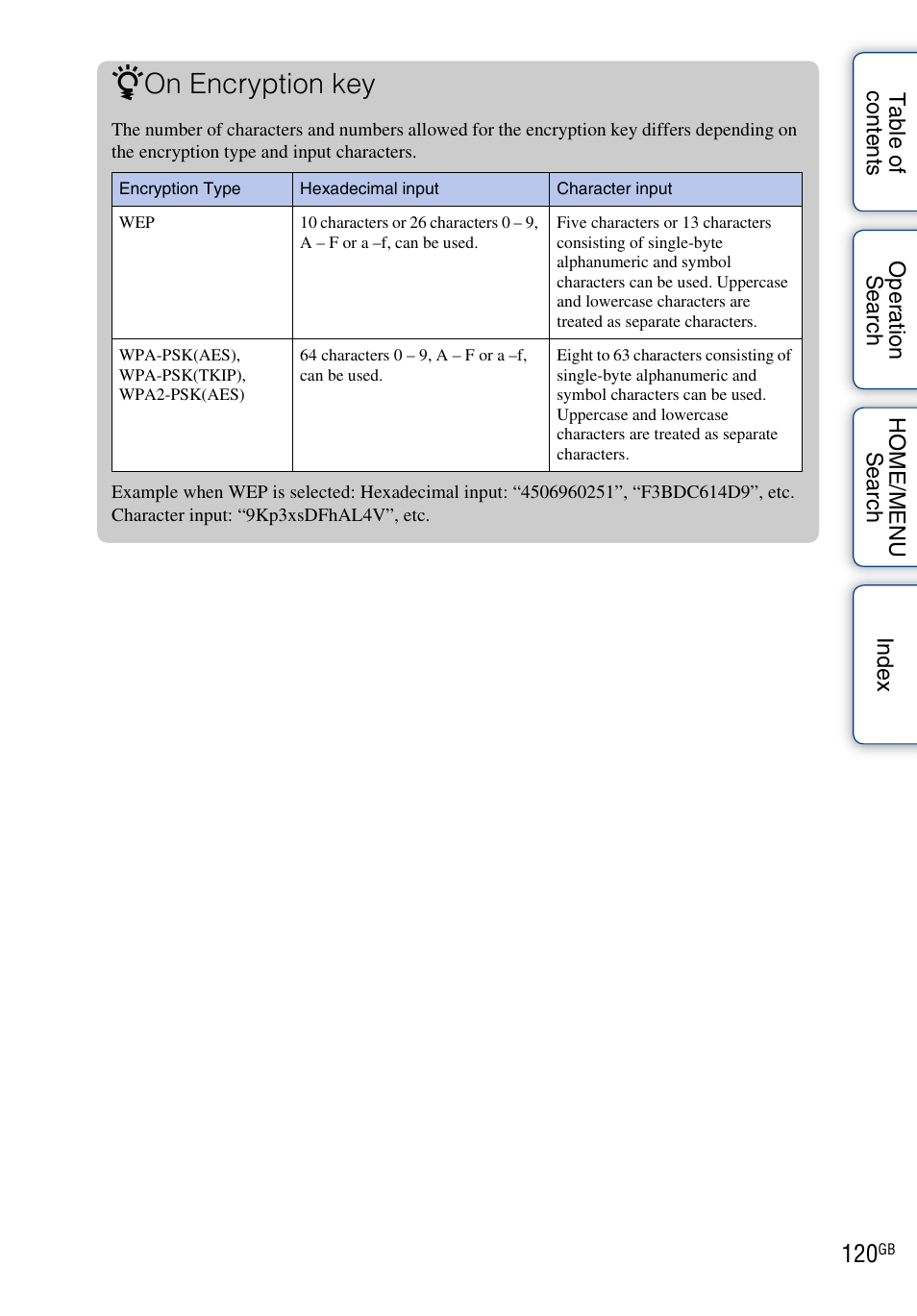On encryption key | Sony DSC-G3 User Manual | Page 120 / 178