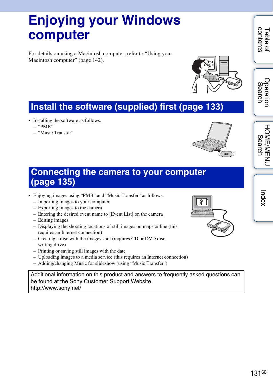 Enjoying your windows computer | Sony DSC-G3 User Manual | Page 131 / 178