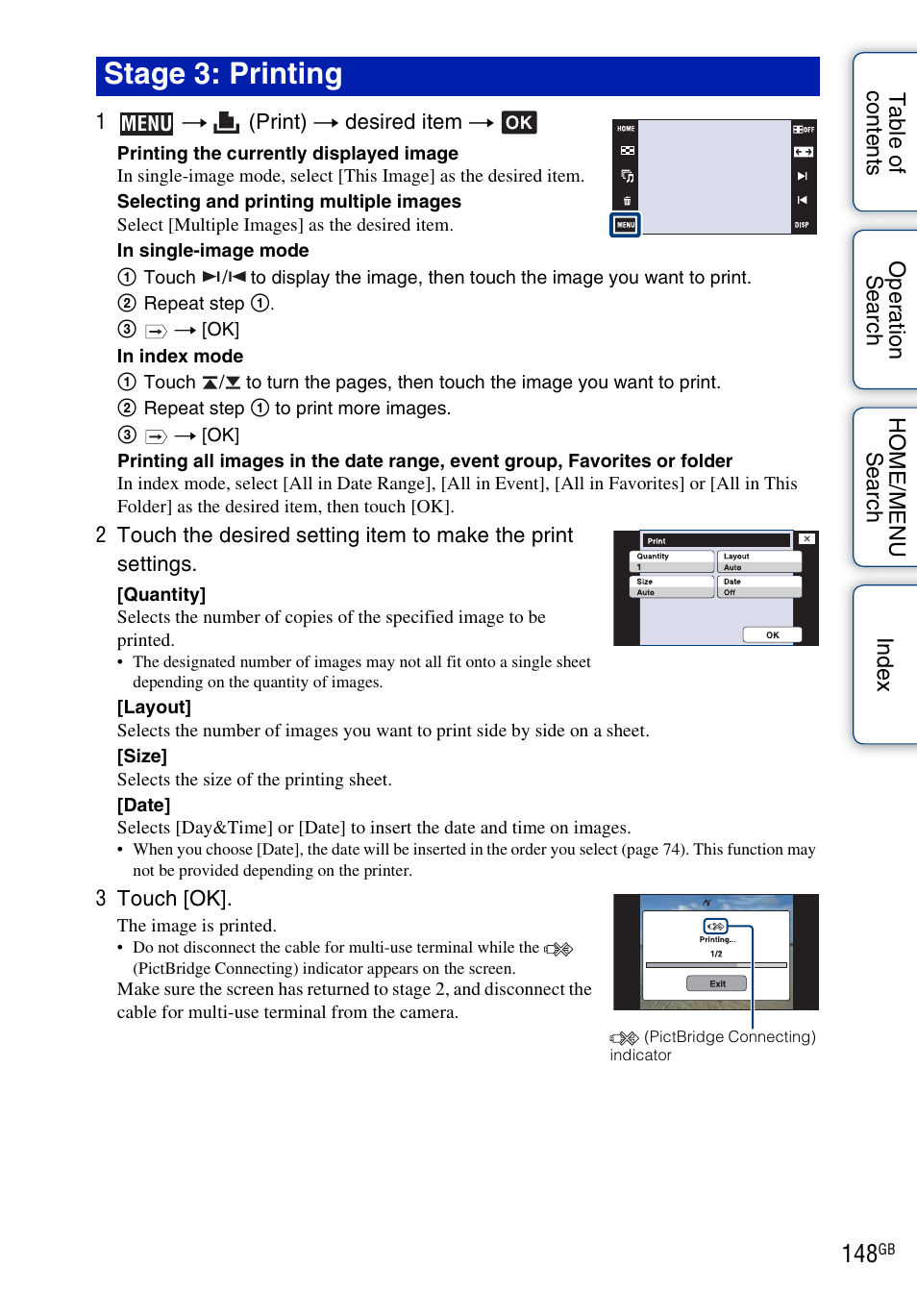 Stage 3: printing | Sony DSC-G3 User Manual | Page 148 / 178