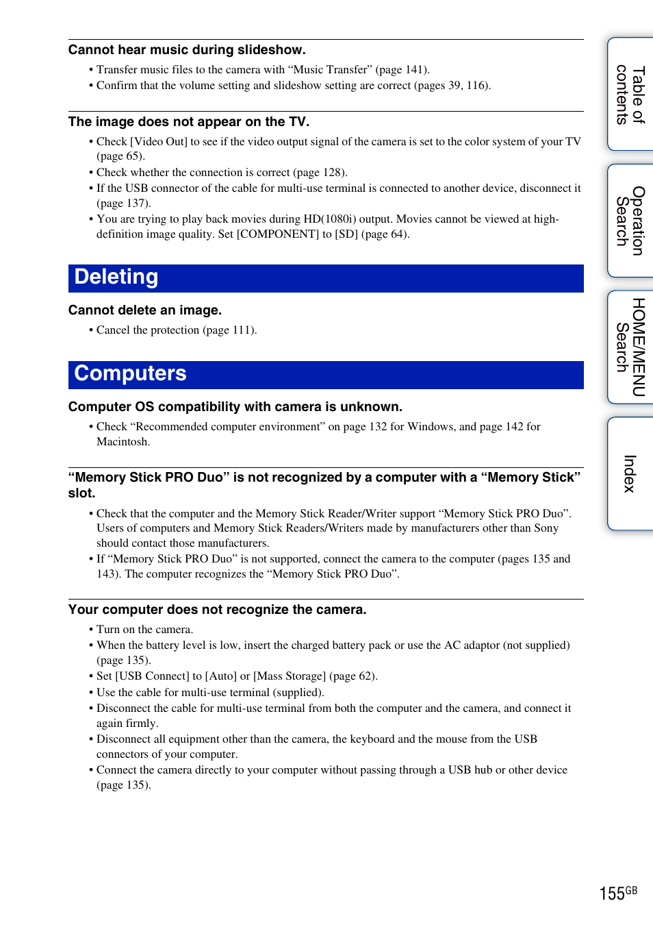 Deleting, Computers, Deleting computers | Sony DSC-G3 User Manual | Page 155 / 178