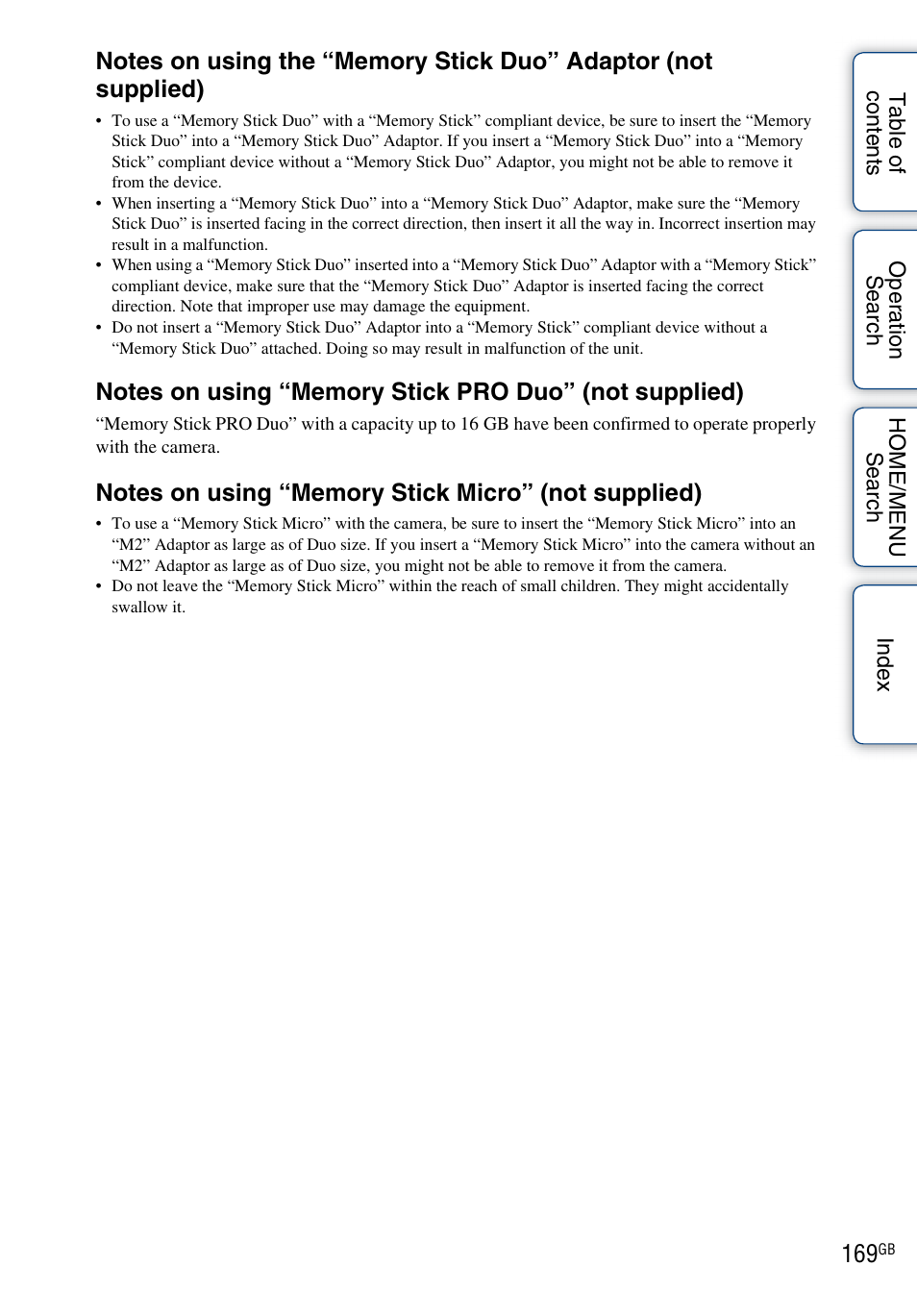 Sony DSC-G3 User Manual | Page 169 / 178
