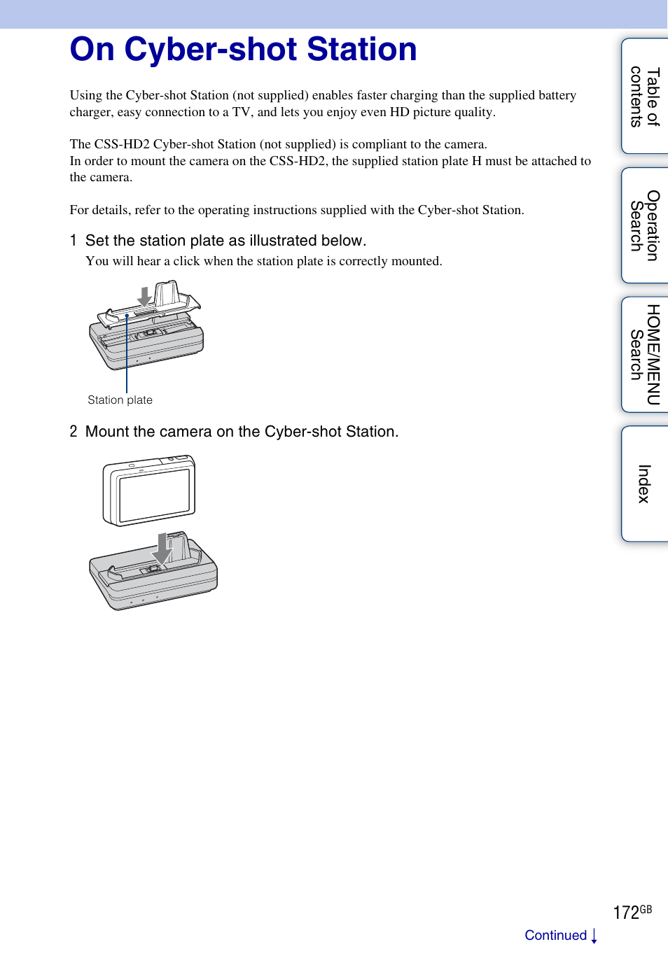 On cyber-shot station | Sony DSC-G3 User Manual | Page 172 / 178