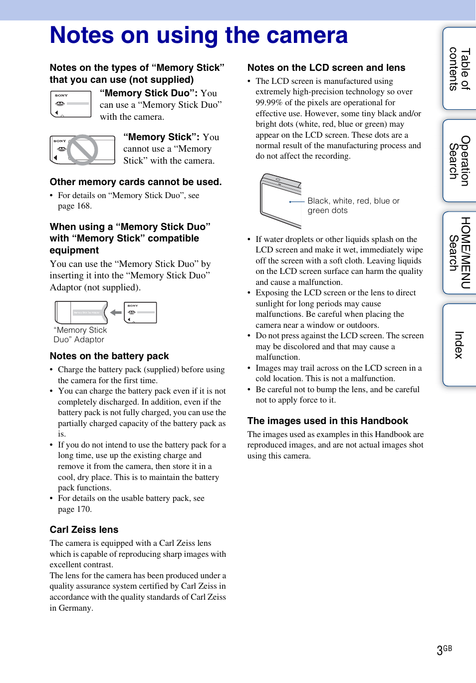 Sony DSC-G3 User Manual | Page 3 / 178