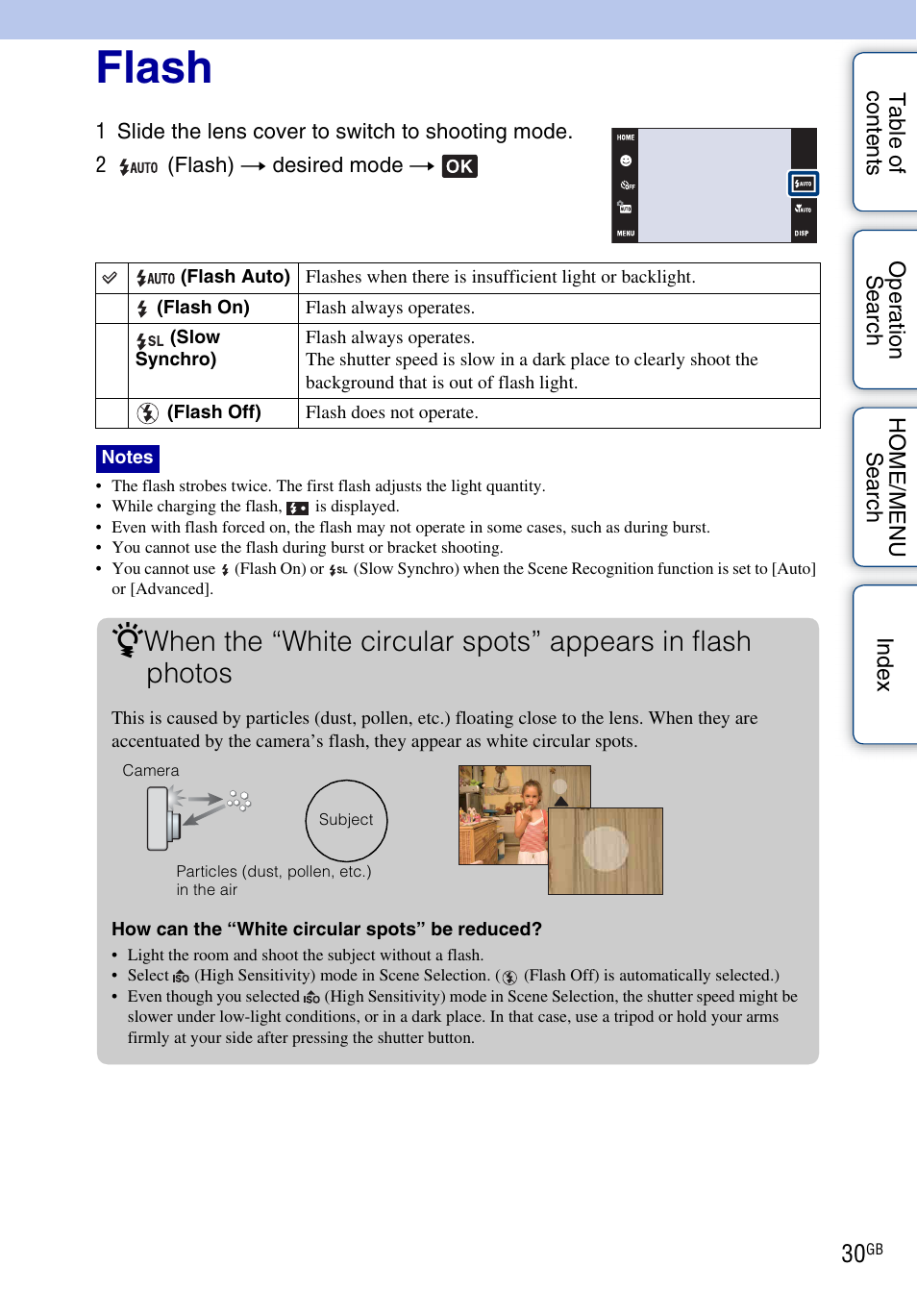 Flash | Sony DSC-G3 User Manual | Page 30 / 178