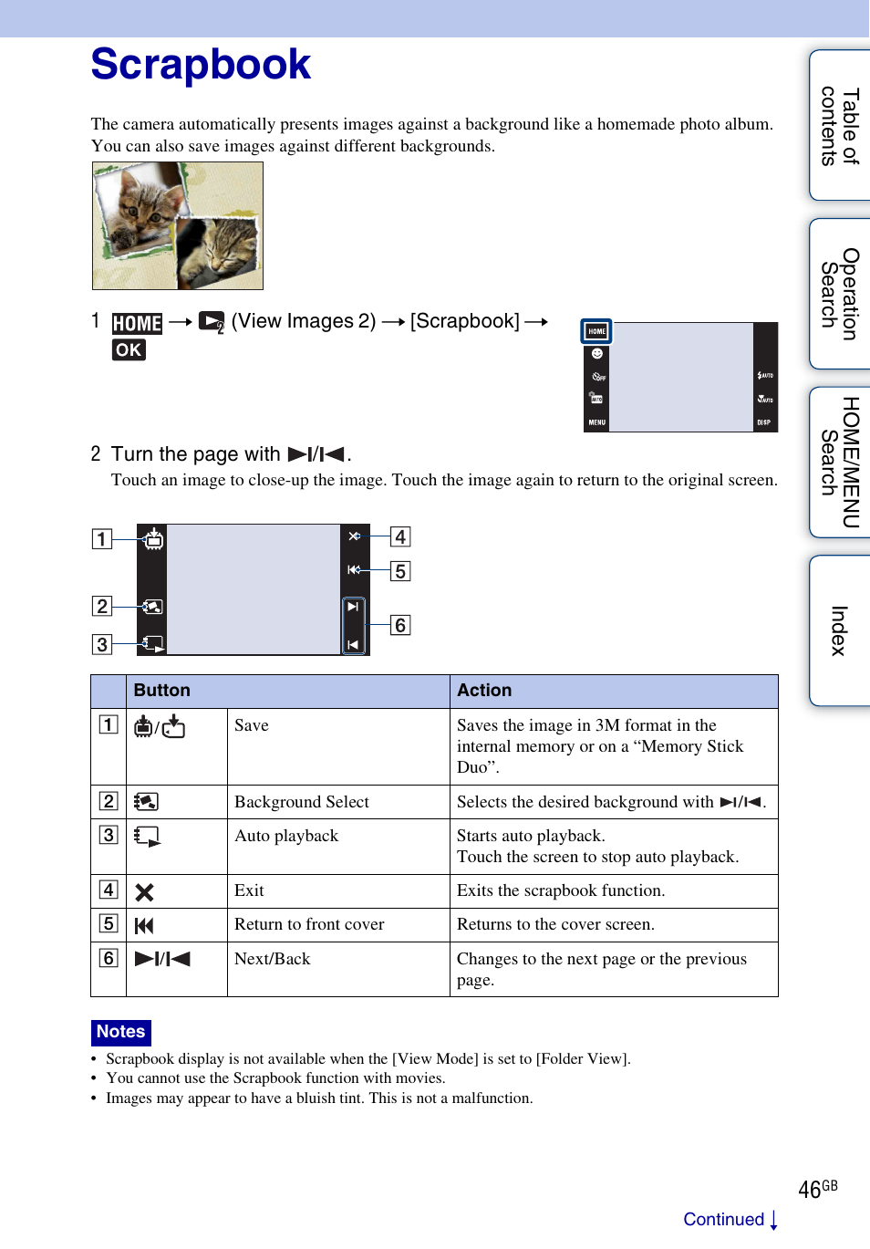 Scrapbook, Scrapbook) | Sony DSC-G3 User Manual | Page 46 / 178
