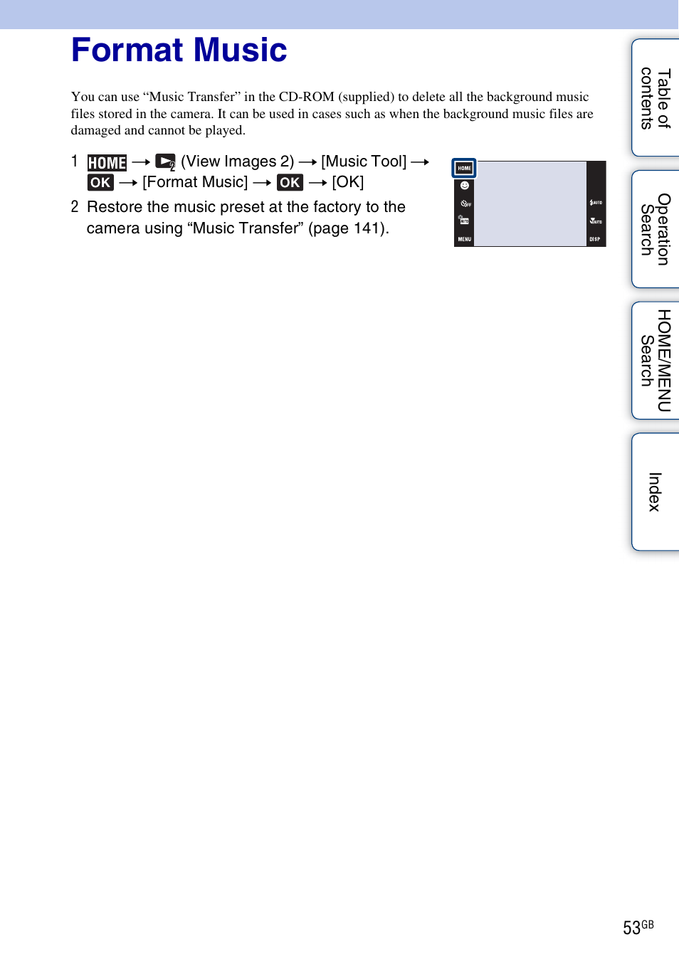 Format music | Sony DSC-G3 User Manual | Page 53 / 178