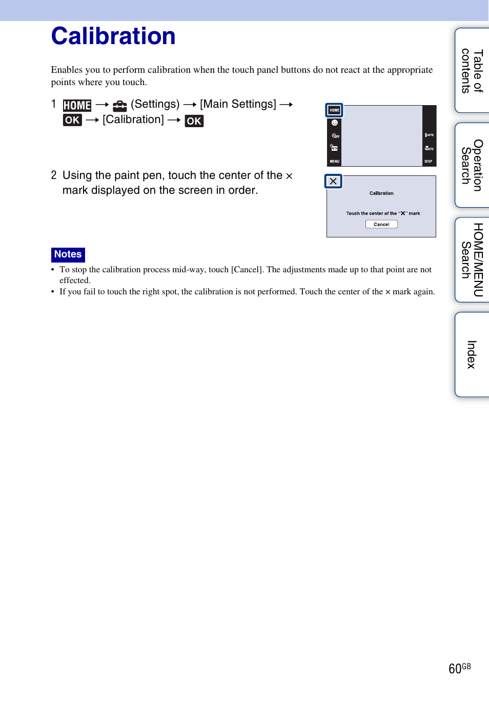 Calibration | Sony DSC-G3 User Manual | Page 60 / 178