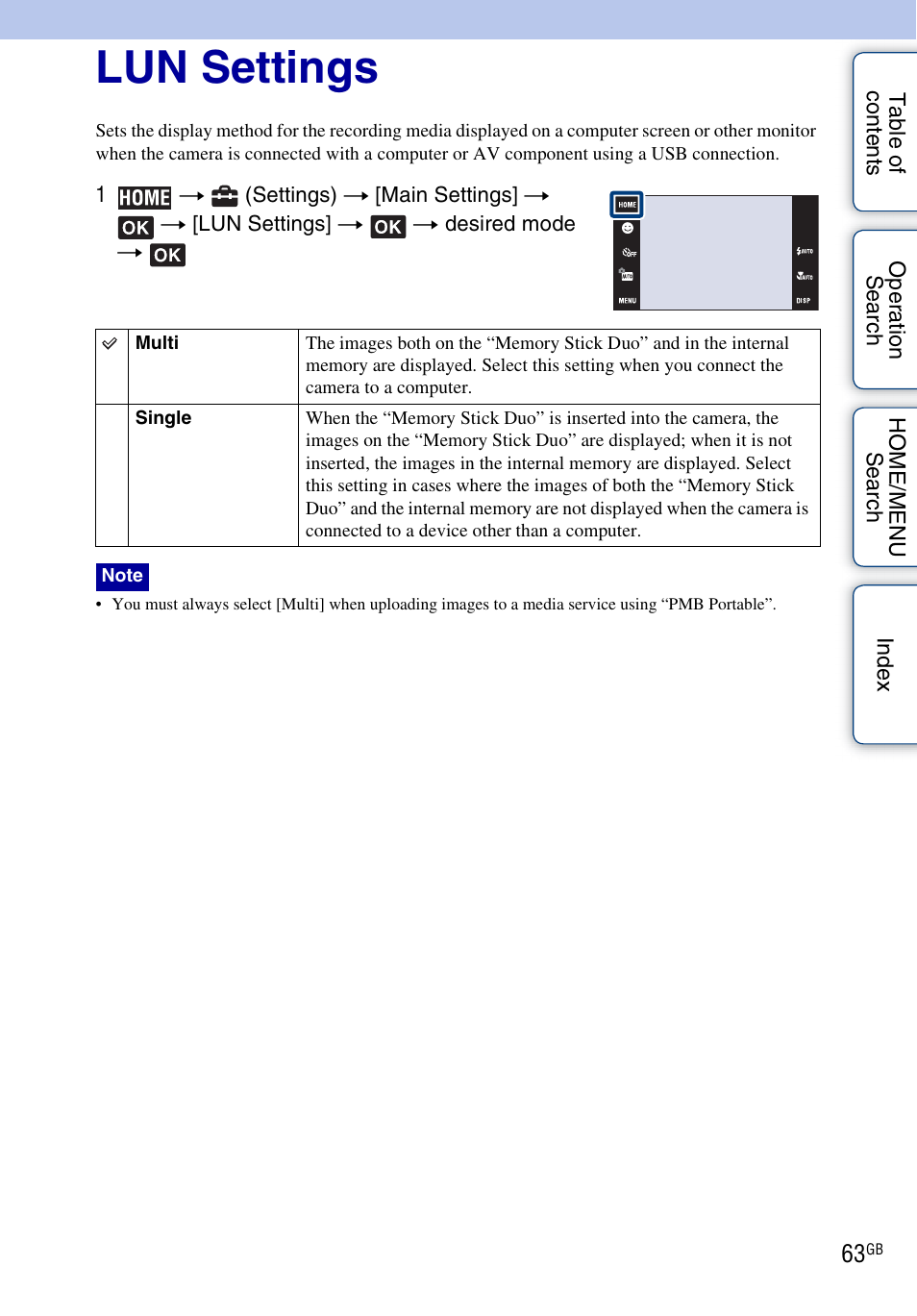 Lun settings | Sony DSC-G3 User Manual | Page 63 / 178