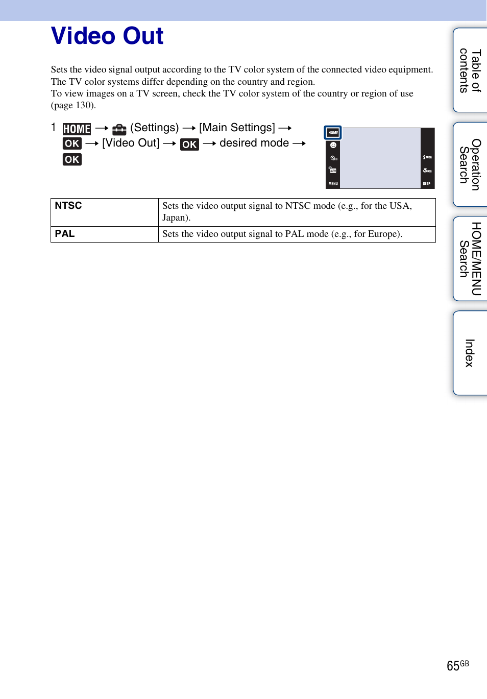 Video out | Sony DSC-G3 User Manual | Page 65 / 178