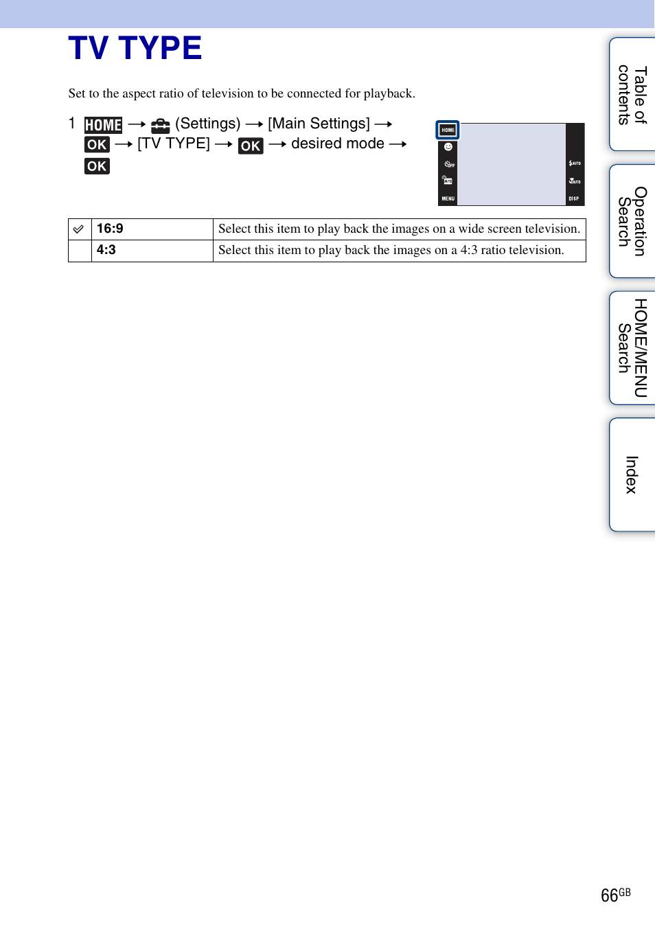 Tv type | Sony DSC-G3 User Manual | Page 66 / 178