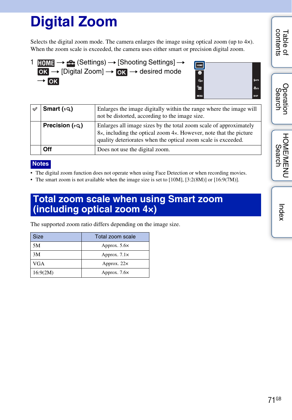 Digital zoom | Sony DSC-G3 User Manual | Page 71 / 178