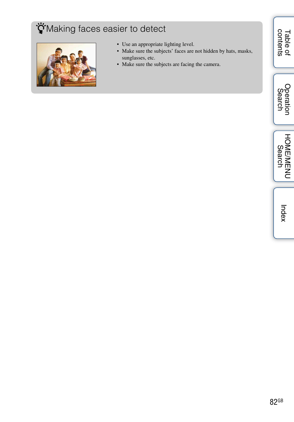 Making faces easier to detect | Sony DSC-G3 User Manual | Page 82 / 178