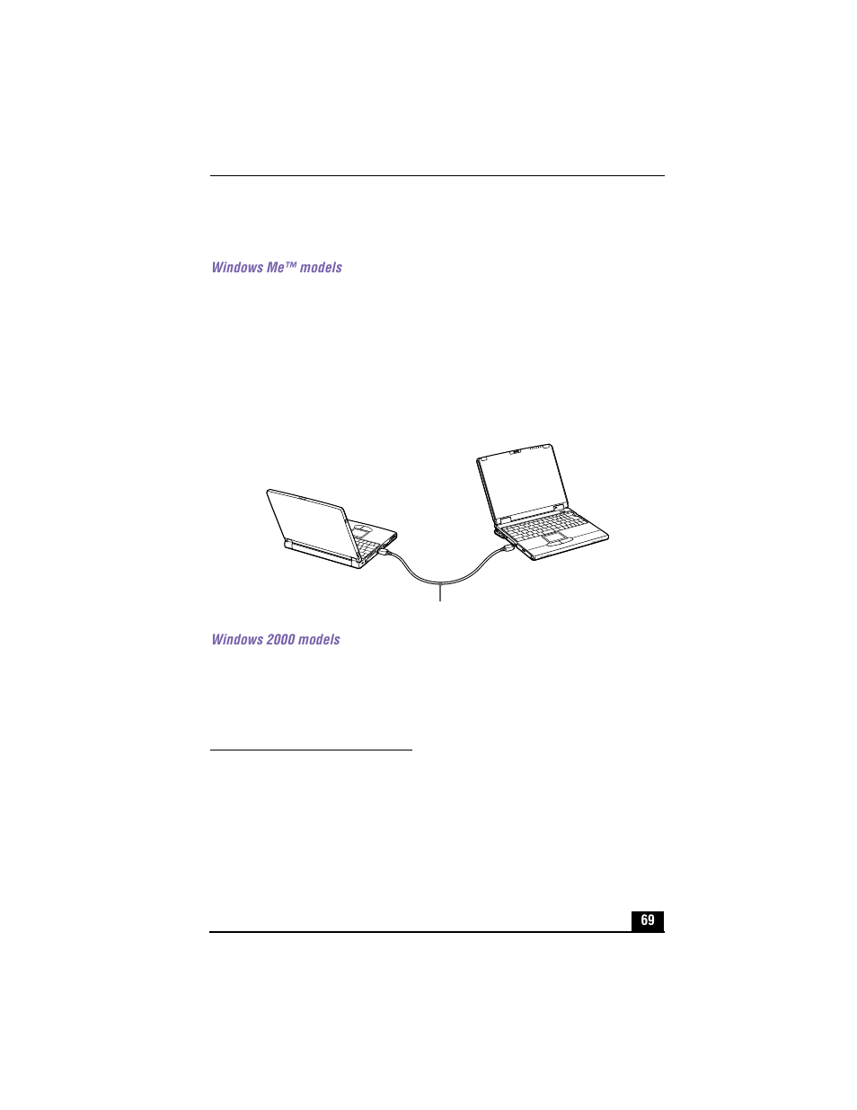 Using smart connect, Windows me™ models, Connecting with an i.link* cable | Windows 2000 models | Sony PCG-XG500 User Manual | Page 69 / 154