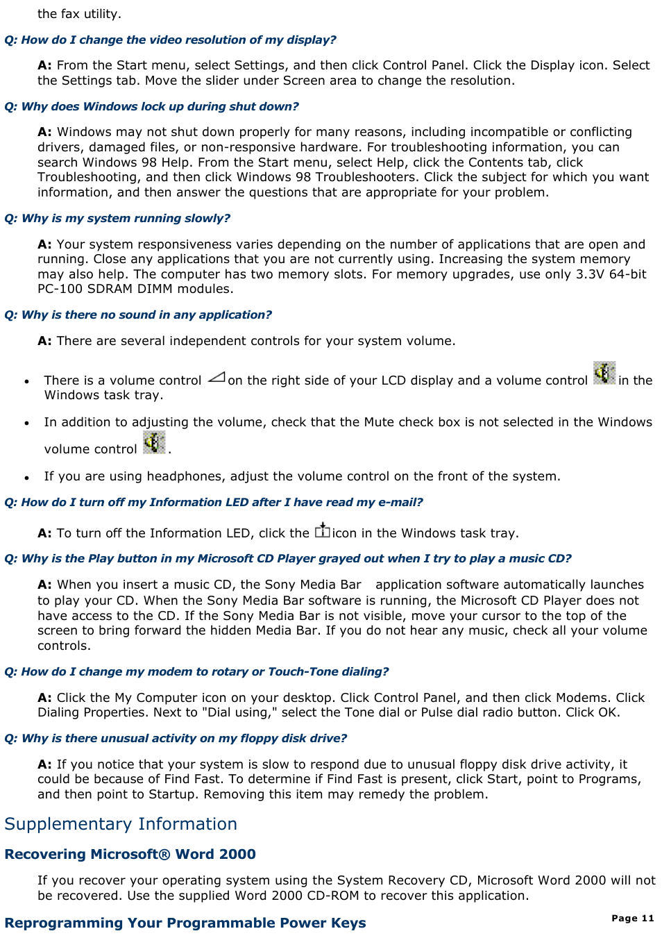 Supplementary information | Sony PCV-L630 User Manual | Page 11 / 1055