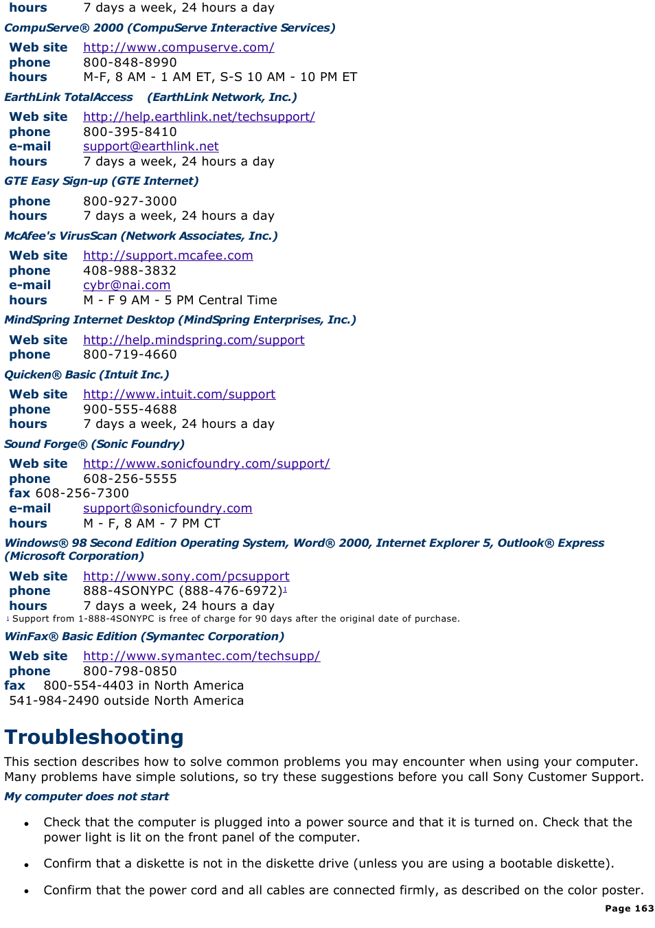 Troubleshooting | Sony PCV-L630 User Manual | Page 163 / 1055