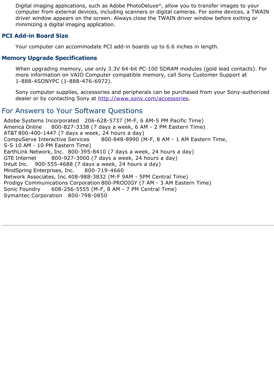 For answers to your software questions | Sony PCV-L630 User Manual | Page 21 / 1055