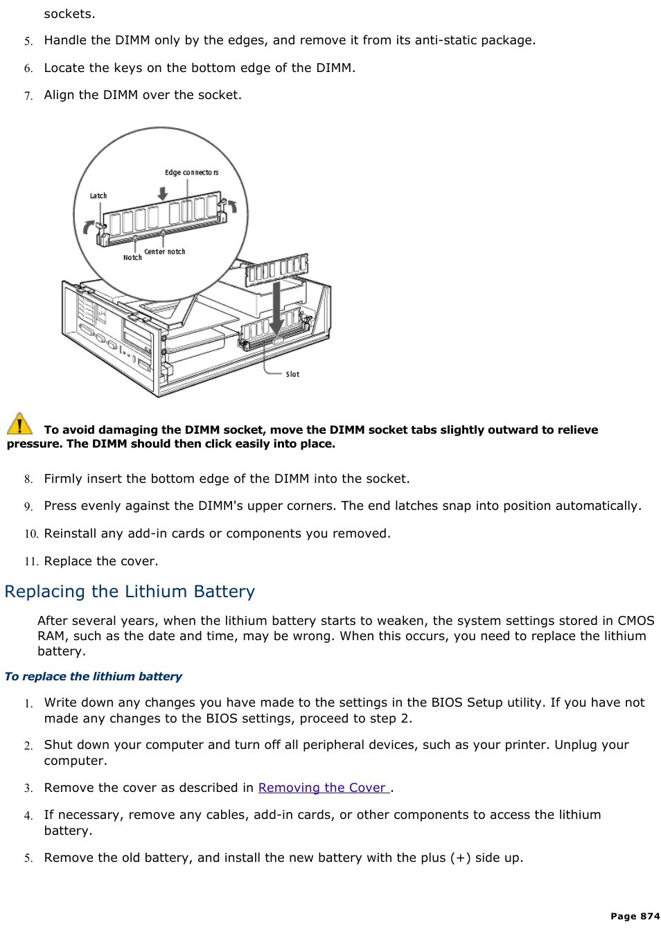 Replacing the lithium battery | Sony PCV-L630 User Manual | Page 874 / 1055