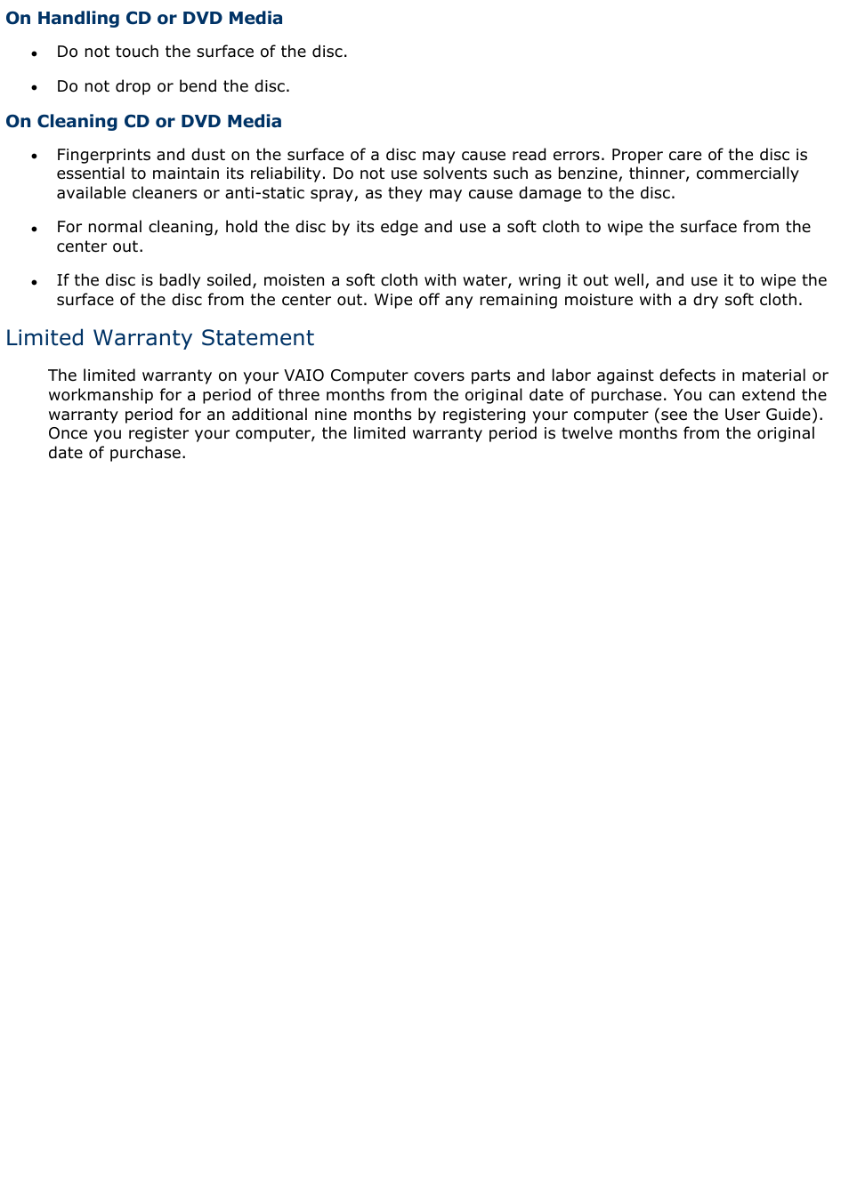 Limited warranty statement | Sony PCV-L630 User Manual | Page 950 / 1055