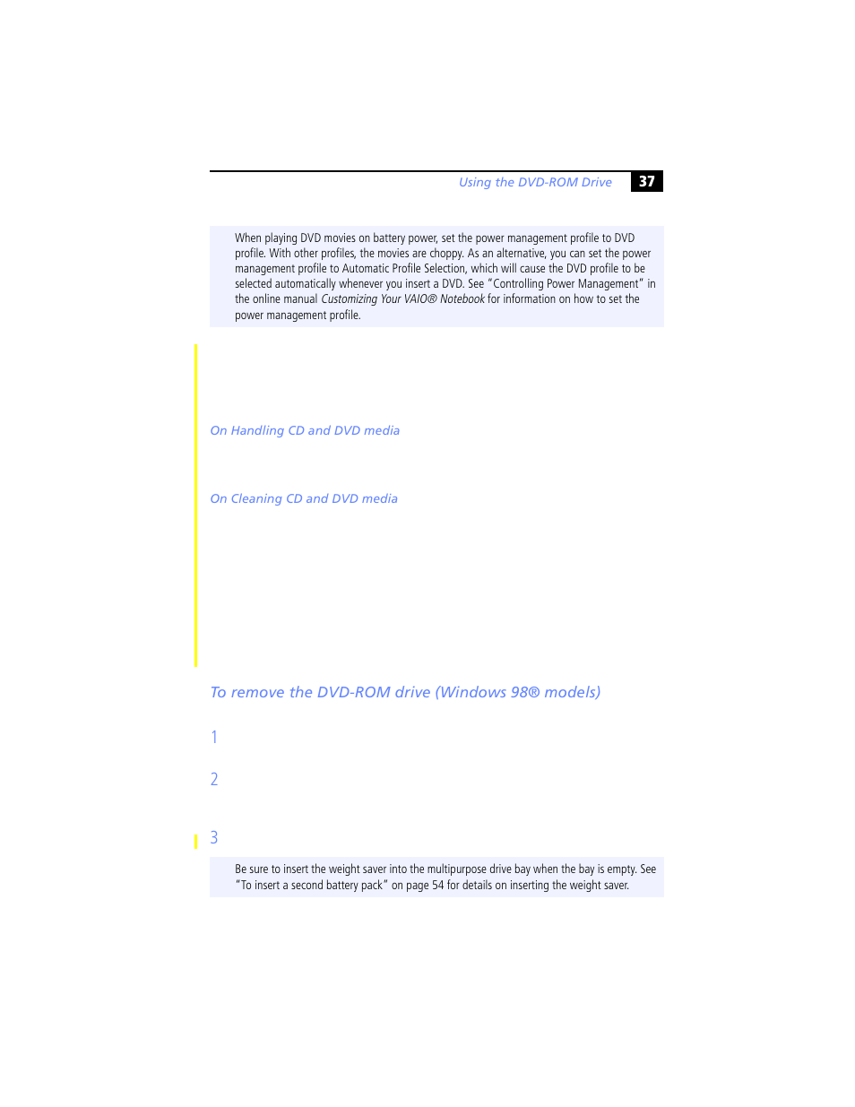 To remove the dvd-rom drive (windows 98® models) | Sony PCG-XG29 User Manual | Page 49 / 130