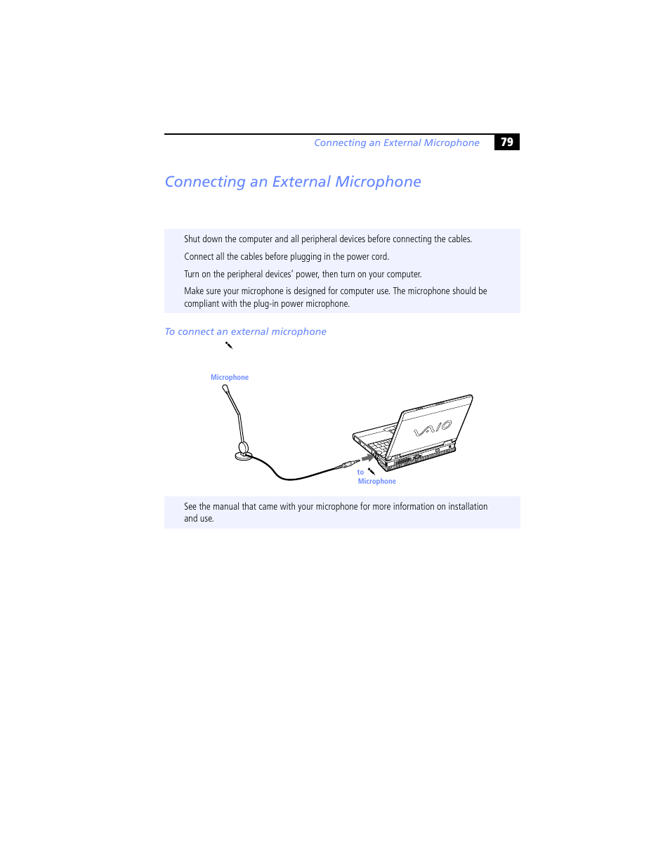 Connecting an external microphone | Sony PCG-XG29 User Manual | Page 91 / 130