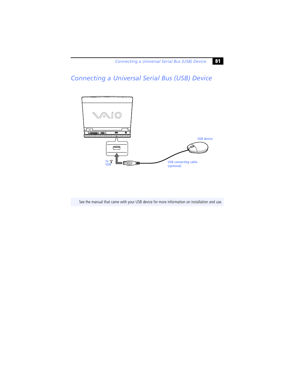 Connecting a universal serial bus (usb) device | Sony PCG-XG29 User Manual | Page 93 / 130