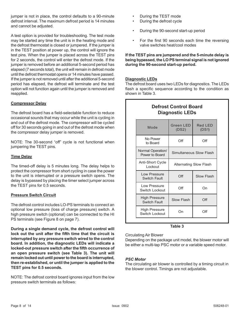 Defrost control board diagnostic leds | Allied Air Enterprises (2 User Manual | Page 8 / 14