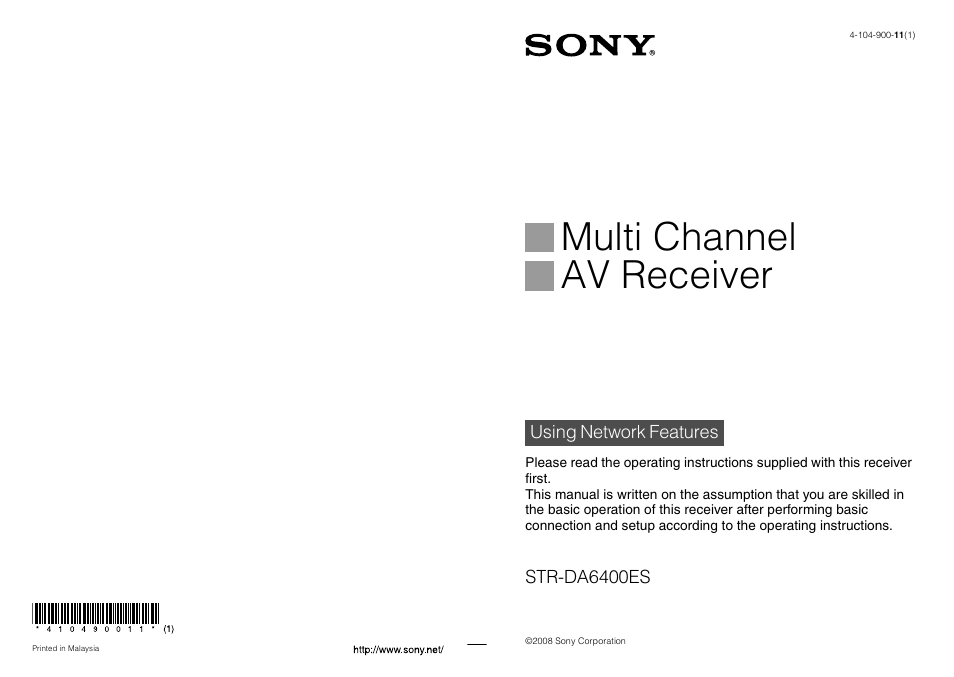 Sony STR-DA6400ES User Manual | 46 pages