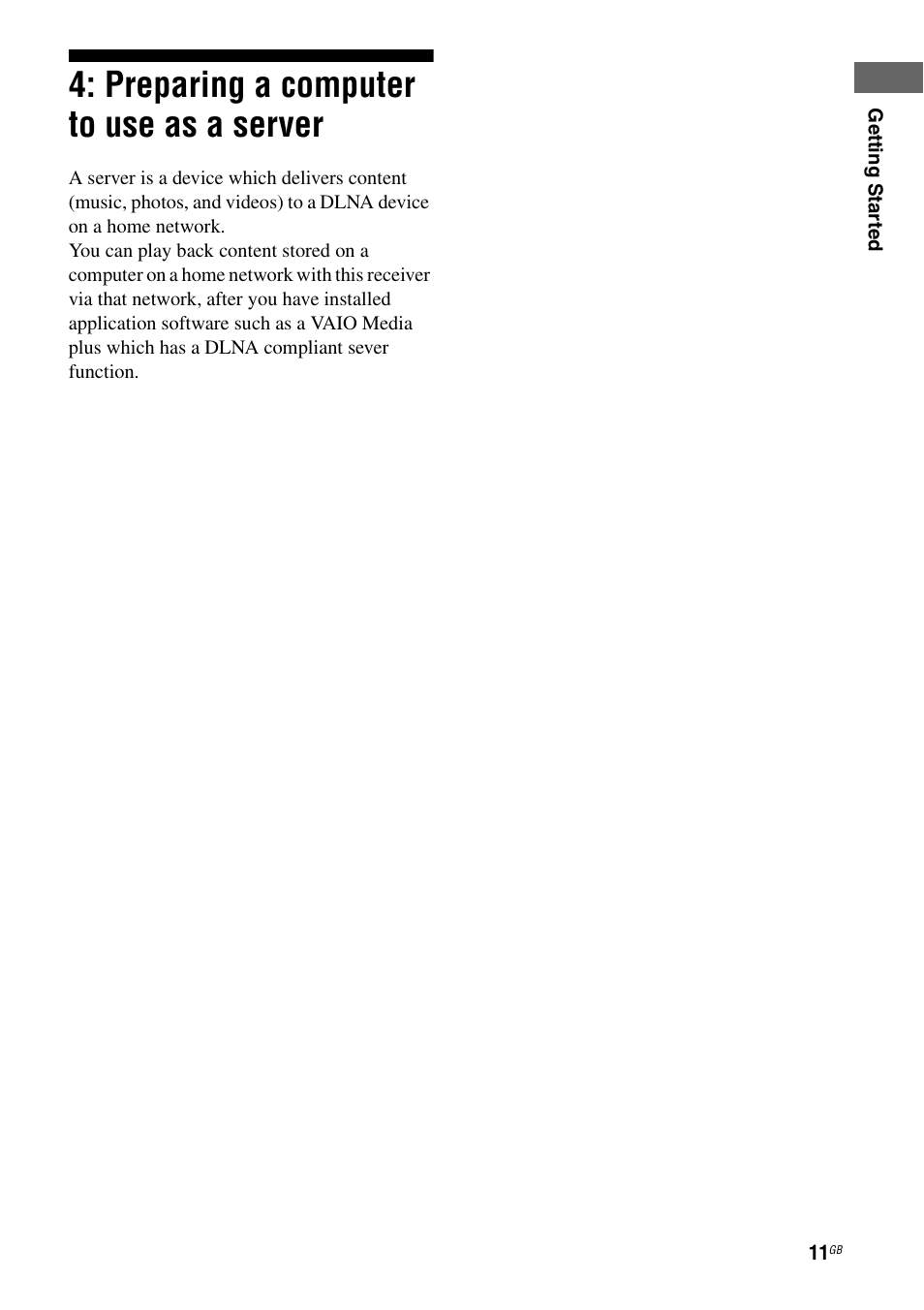 Preparing a computer to use as a server, Preparing a computer to use as a, Server | Sony STR-DA6400ES User Manual | Page 11 / 46