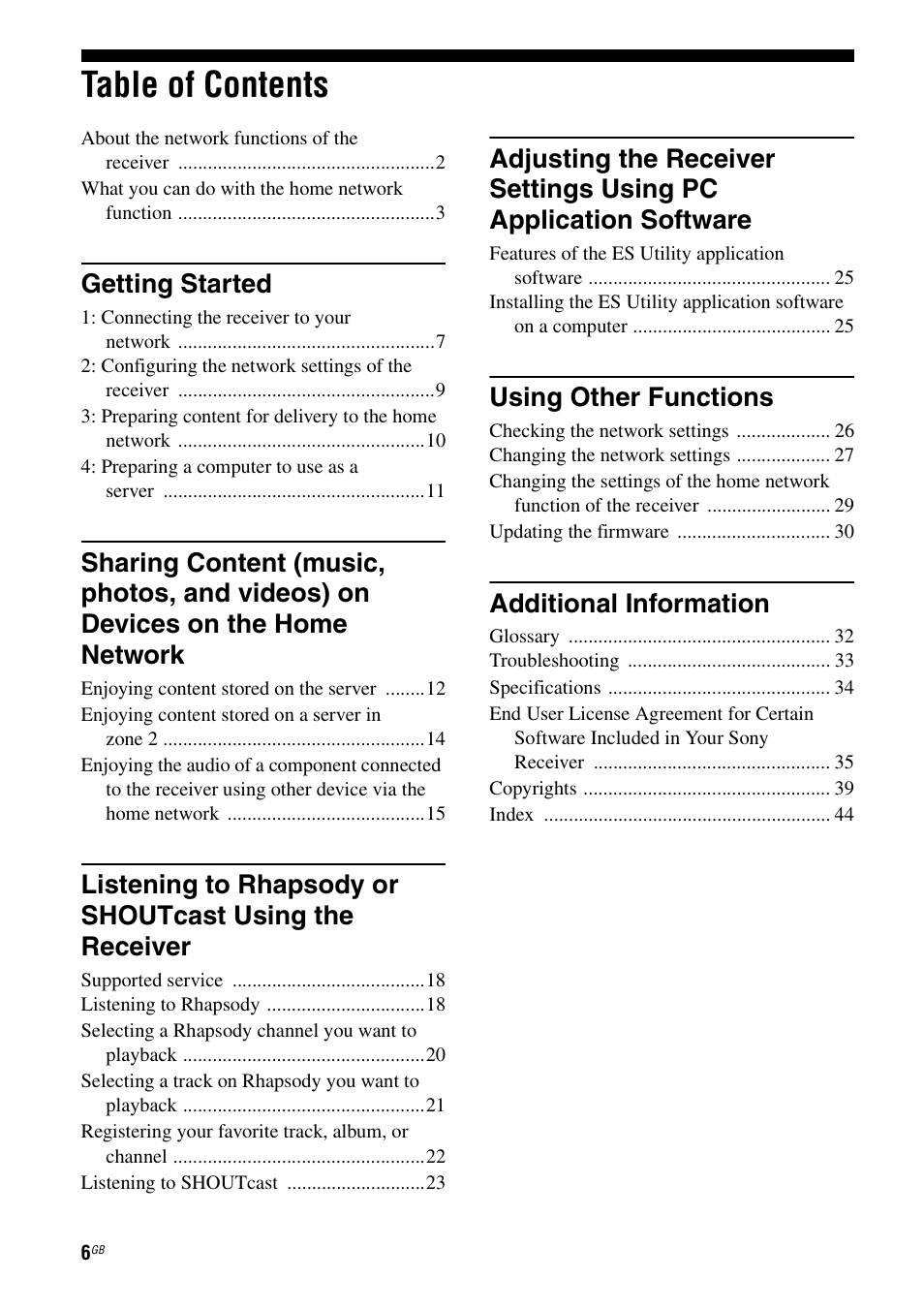 Sony STR-DA6400ES User Manual | Page 6 / 46