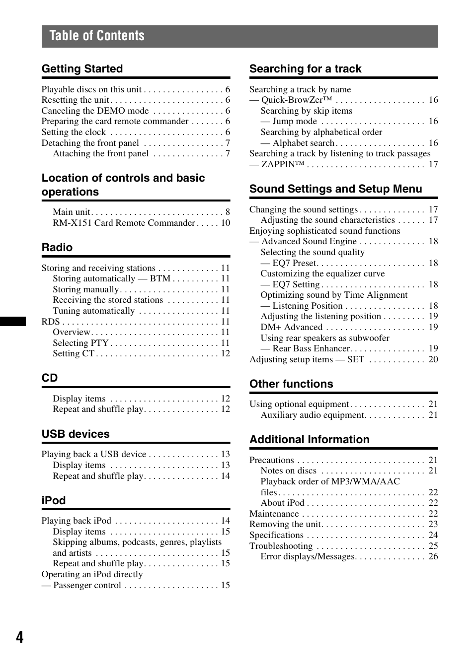 Sony CXS-GT5516F User Manual | Page 4 / 56