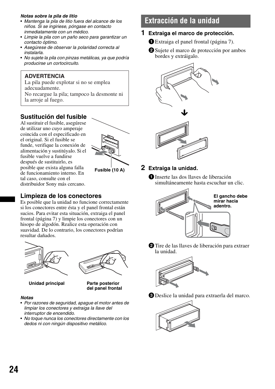 Extracción de la unidad | Sony CXS-GT5516F User Manual | Page 50 / 56
