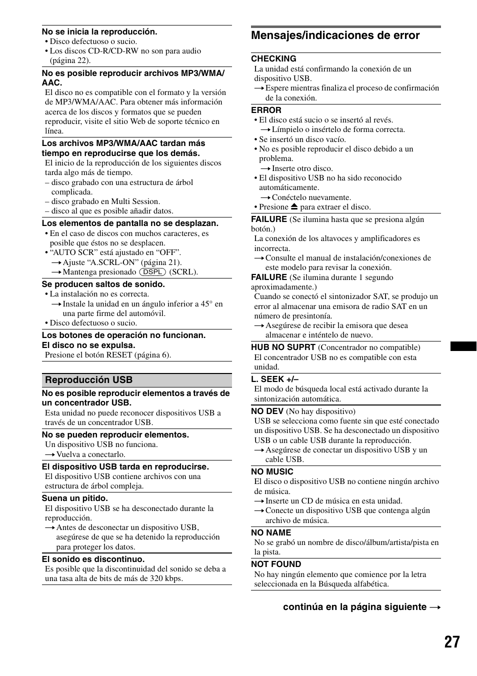 Mensajes/indicaciones de error | Sony CXS-GT5516F User Manual | Page 53 / 56