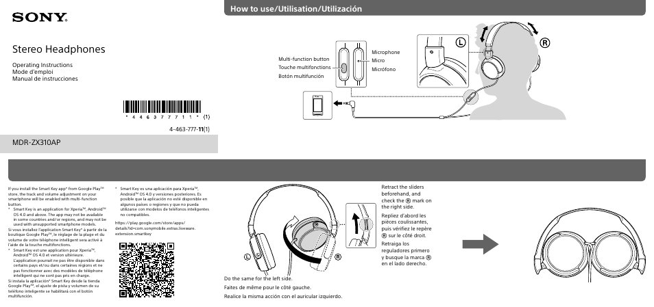 Sony MDR-ZX310AP User Manual | 2 pages