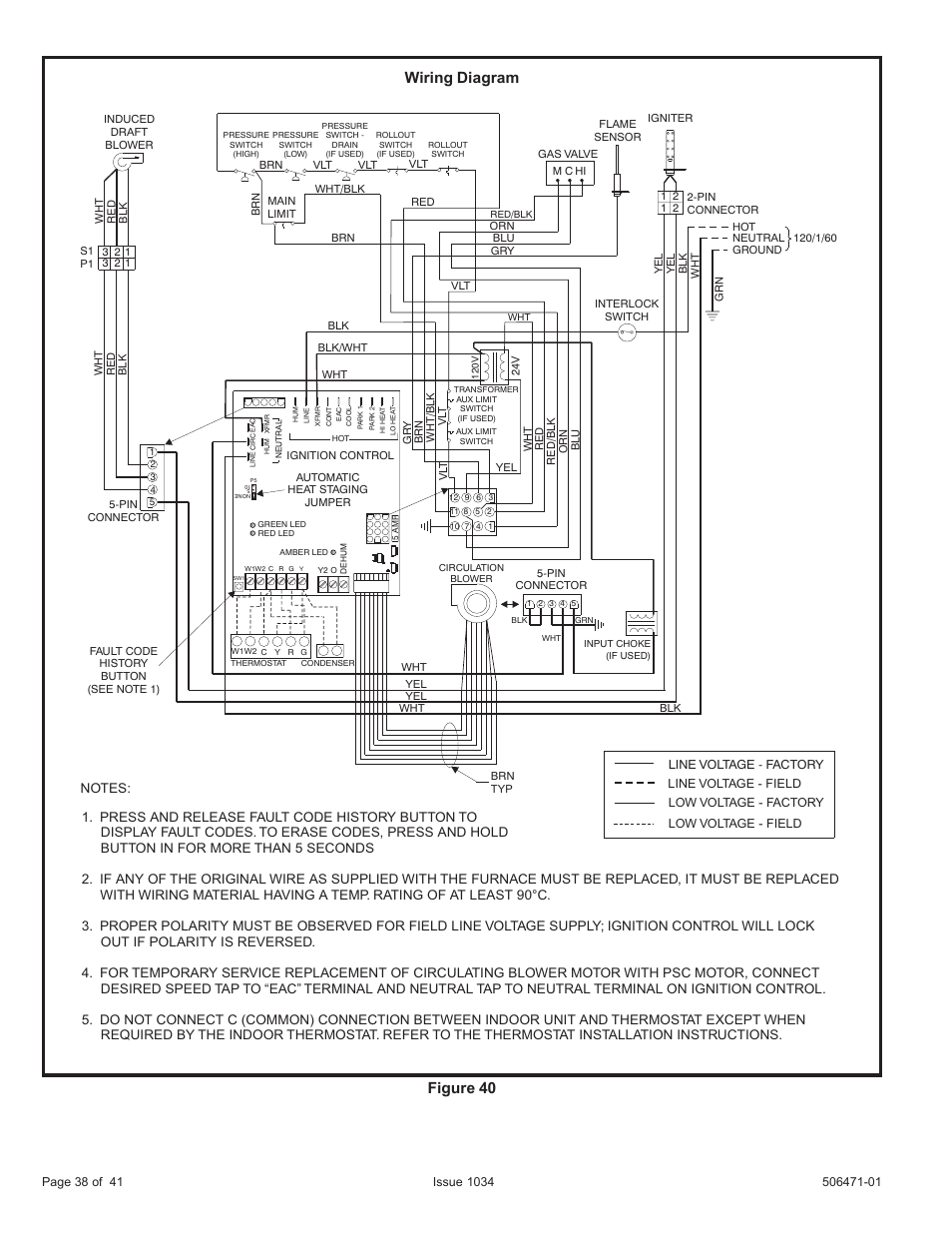 Wiring diagram, Figure 40 | Allied Air Enterprises A80UH2V User Manual | Page 38 / 41