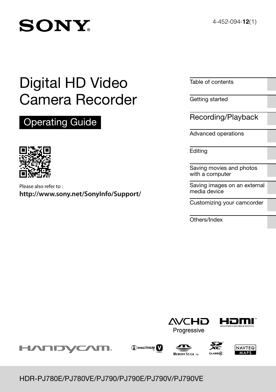 Sony HDR-PJ790V User Manual | 76 pages