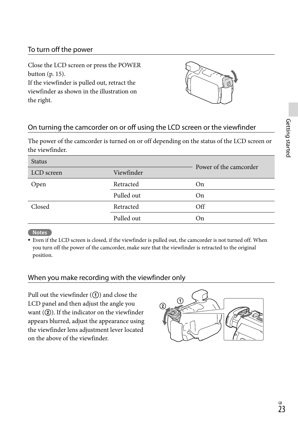 Iewfinder (23), Er (23) | Sony HDR-PJ790V User Manual | Page 23 / 76