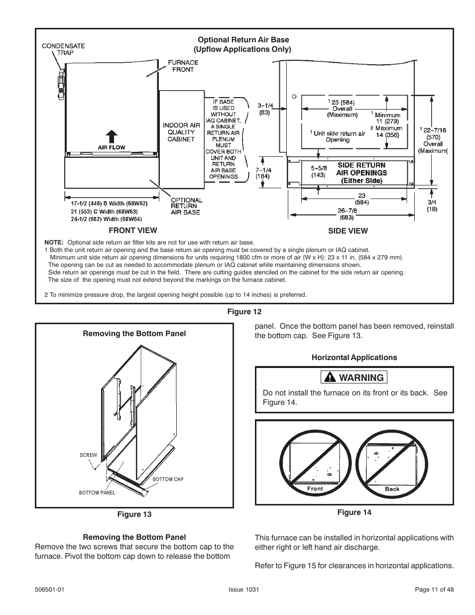 Warning | Allied Air Enterprises 92G1UH User Manual | Page 11 / 48