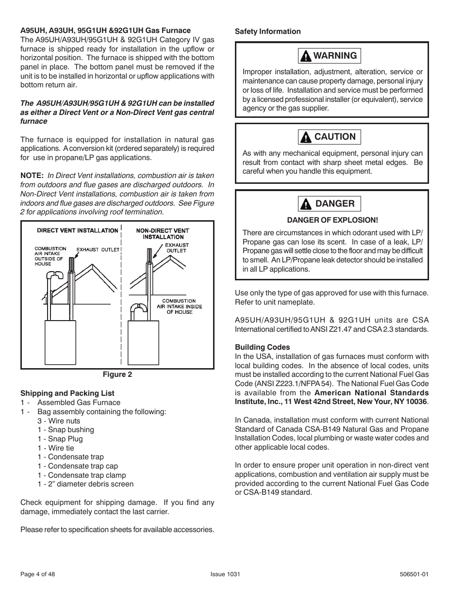 Allied Air Enterprises 92G1UH User Manual | Page 4 / 48