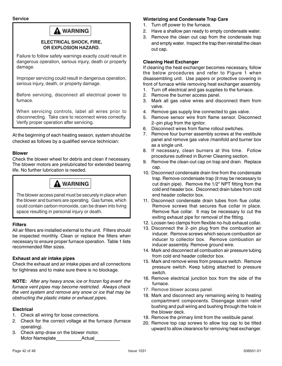 Allied Air Enterprises 92G1UH User Manual | Page 42 / 48