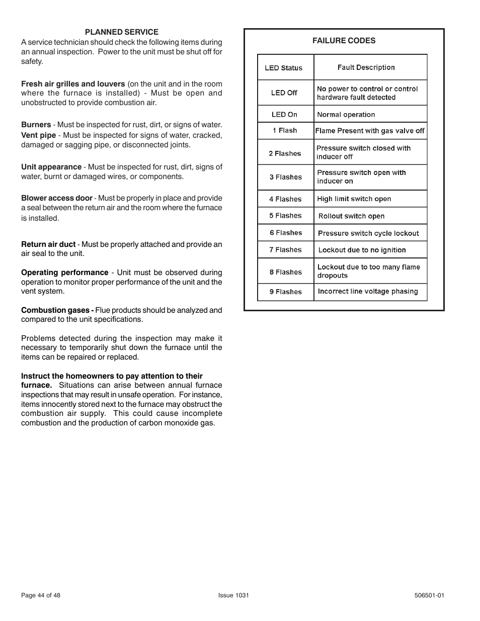 Allied Air Enterprises 92G1UH User Manual | Page 44 / 48