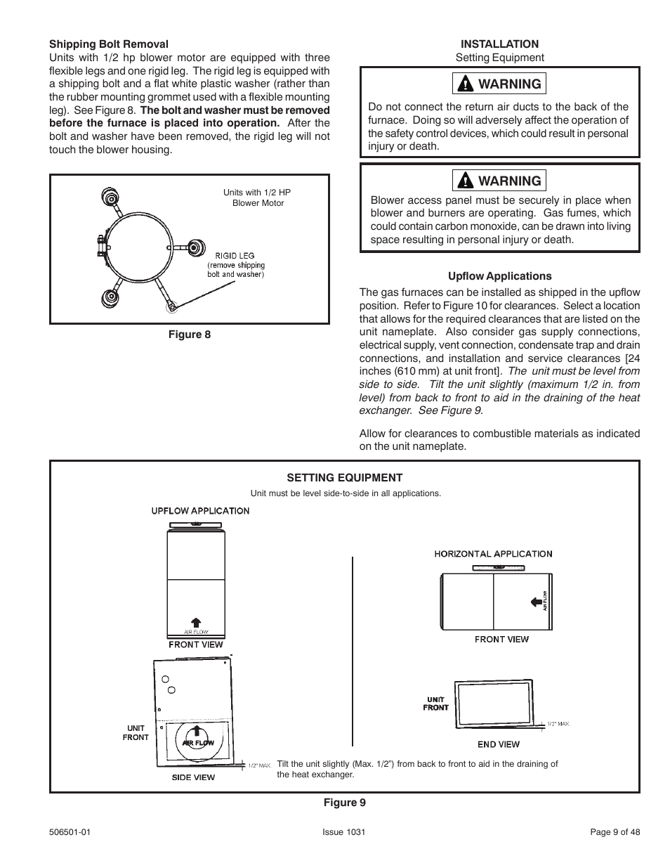 Allied Air Enterprises 92G1UH User Manual | Page 9 / 48