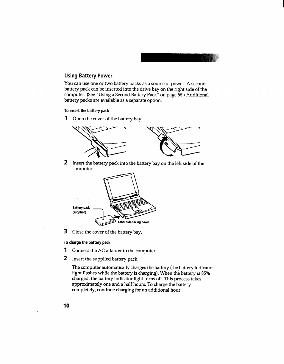 Using battery power | Sony PCG-705 User Manual | Page 18 / 160