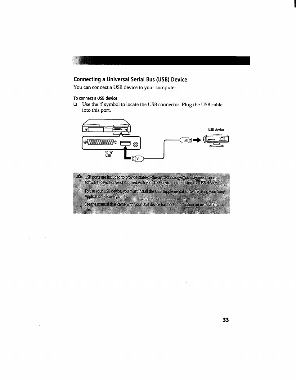 Connecting a universal serial bus (usb) device | Sony PCG-705 User Manual | Page 41 / 160