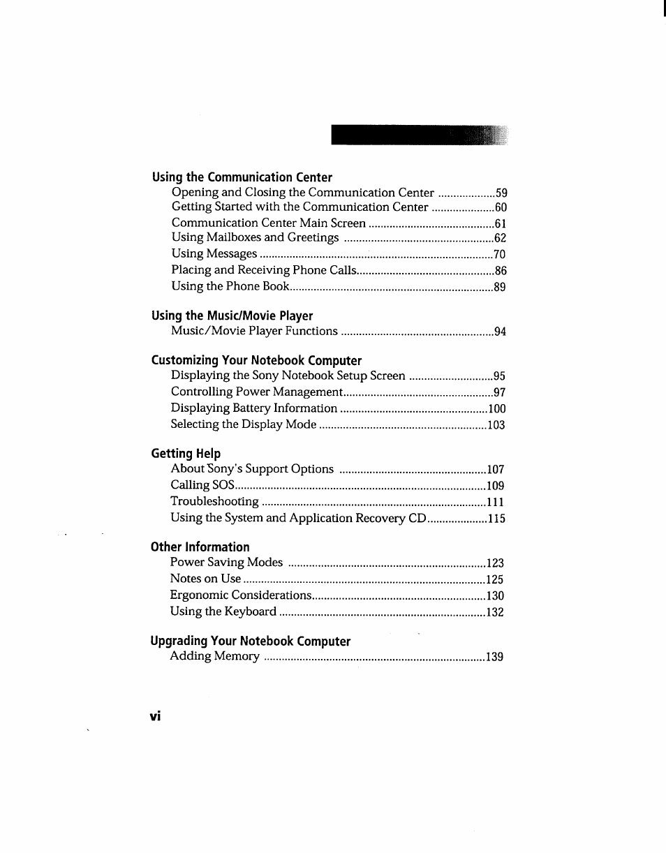 Sony PCG-705 User Manual | Page 6 / 160