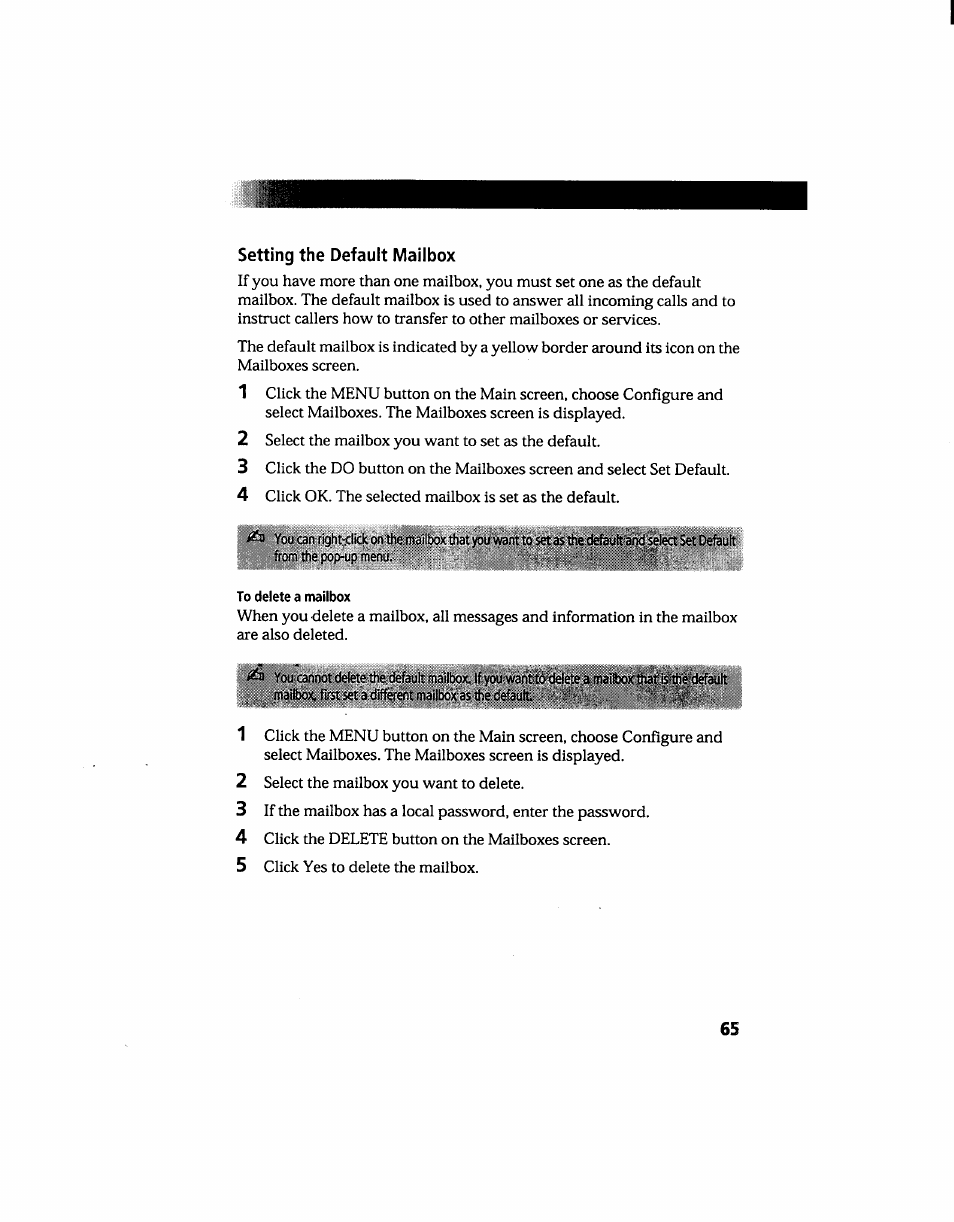 Setting the default mailbox | Sony PCG-705 User Manual | Page 73 / 160