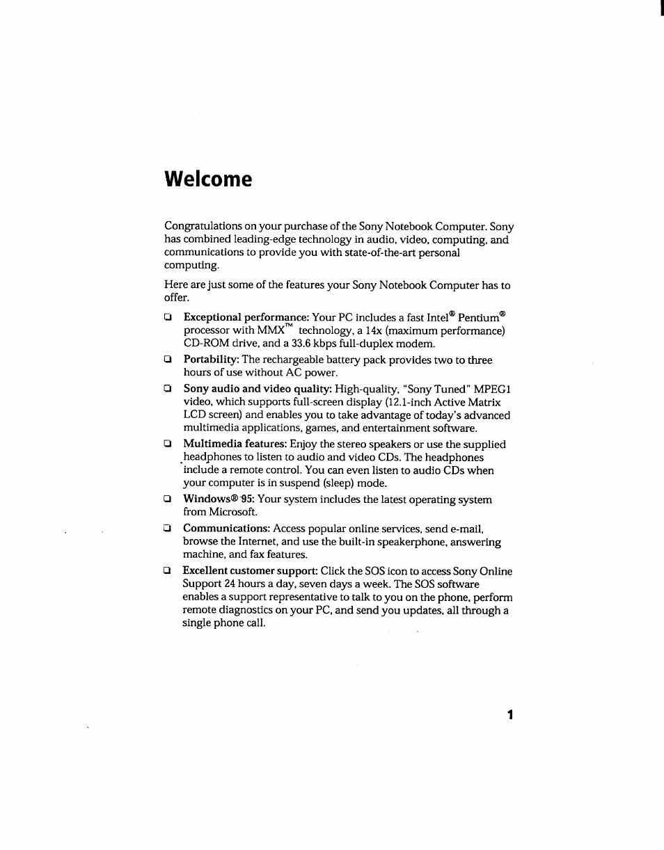 Welcome | Sony PCG-705 User Manual | Page 9 / 160